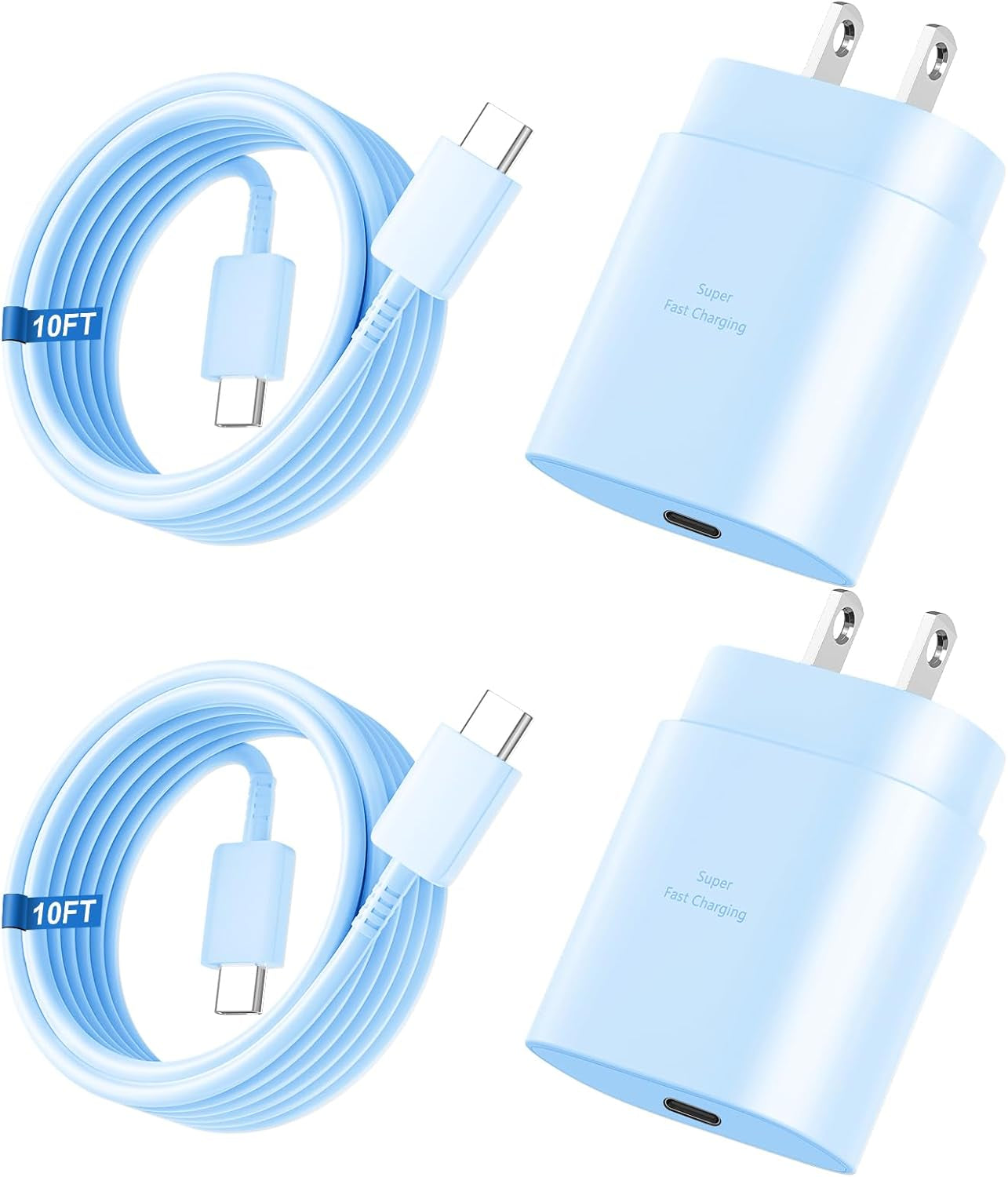 Super Fast Charger Type C, 25W USB C Wall Charger Fast Charging for Samsung Galaxy S26 Ultra/S26/S26+/S25 Ultra/S25/24 Ultra/S24/S23 Ultra/S22 Ultra with 10FT Long Android Type C Charger Cable 2Pack